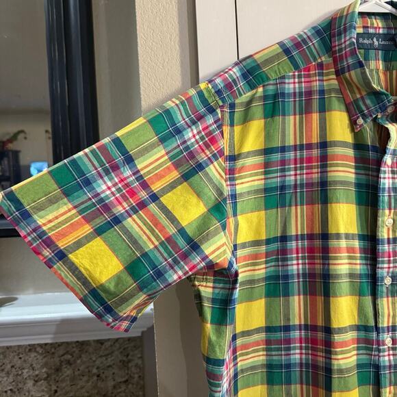 Ralph Lauren Plaid Short Sleeve Button Up Men’s Shirt Size 2XB lightweight - Picture 3 of 6